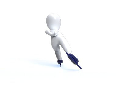 Kış Olimpik oyunlar. sürat pateni. 3D adam beyaz bir arka plan üzerinde paten.