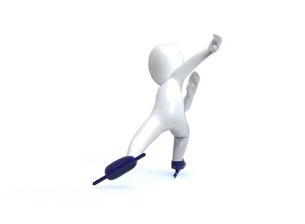 Olympische Winterspiele. Eisschnelllauf. 3D-Mann läuft Schlittschuh auf weißem Hintergrund. — Stockfoto