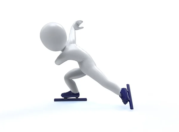 Kış Olimpik oyunlar. sürat pateni. 3D adam beyaz bir arka plan üzerinde paten.