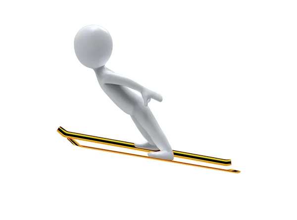 Winter Olimpic games. Ski jump. 3d man is ski jumping on a white background — Stock Photo, Image