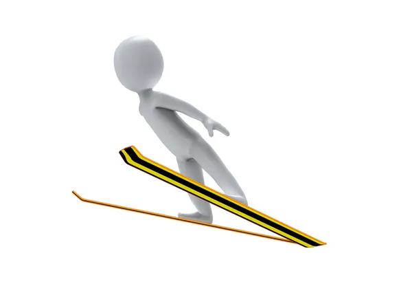 Winter Olimpic games. Ski jump. 3d man is ski jumping on a white background — Stock Photo, Image