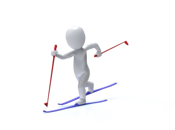 Winter Olimpic games. Ski. 3d man is skiing on a white background — Stock Photo, Image