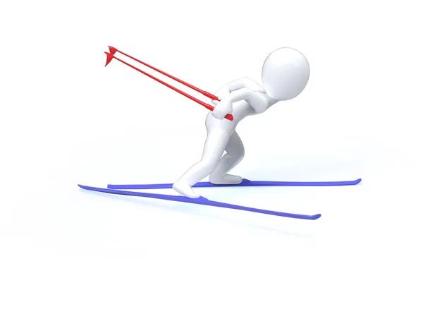 Winter Olimpic games. Ski. 3d man is skiing on a white background — Stock Photo, Image