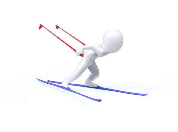 Kış Olimpik oyunlar. Kayak. 3D adam beyaz bir arka plan üzerinde Kayak