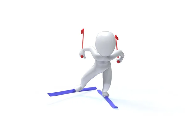 Winter Olimpic games. Ski. 3d man is skiing on a white background — Stock Photo, Image