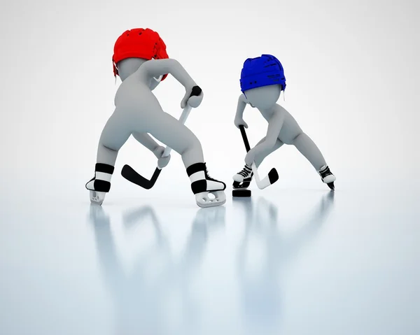 3D-mannen spelen ijshockey — Stockfoto