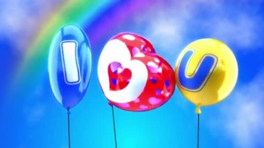 Seni seviyorum. gökkuşağı gökyüzü balonları vardır