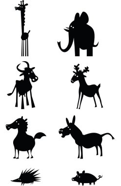 komik hayvan silhouettes
