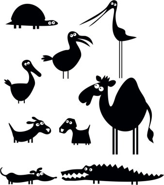 dizi Karikatür hayvan silhouettes