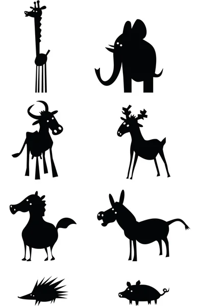 Silhouettes d'animaux drôles — Image vectorielle