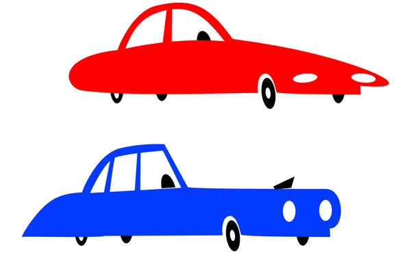 红色和蓝色的汽车 — 图库矢量图片