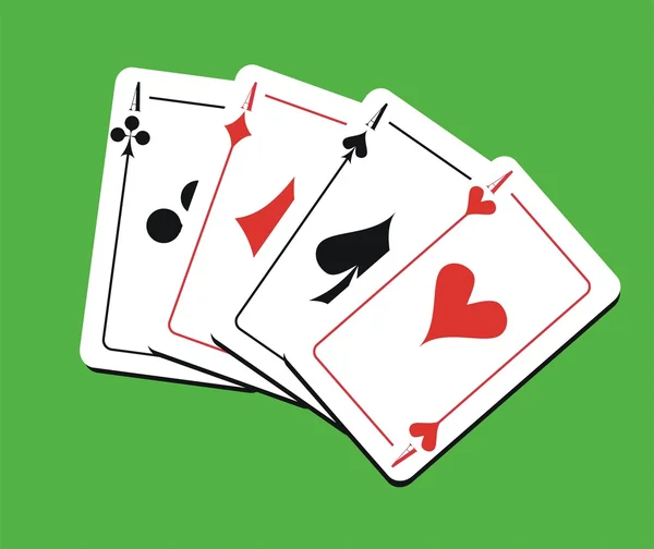 Cuatro ases jugando a las cartas — Vector de stock