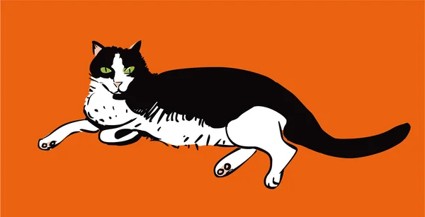 Chat sur fond orange — Image vectorielle