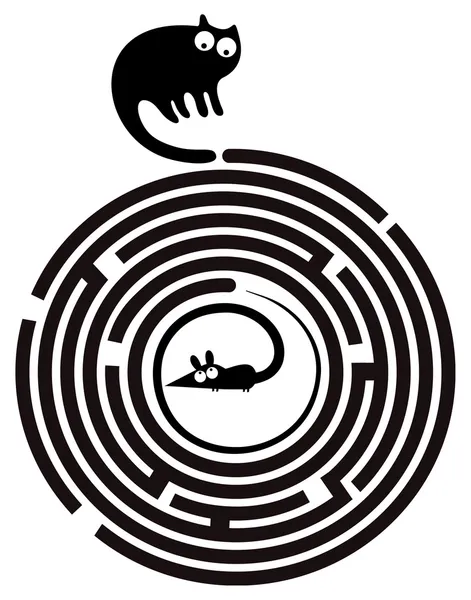 komik kedi ve fare yuvarlak Maze