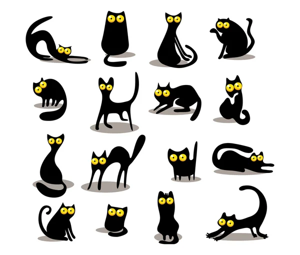 Set of black cats — Stock Vector