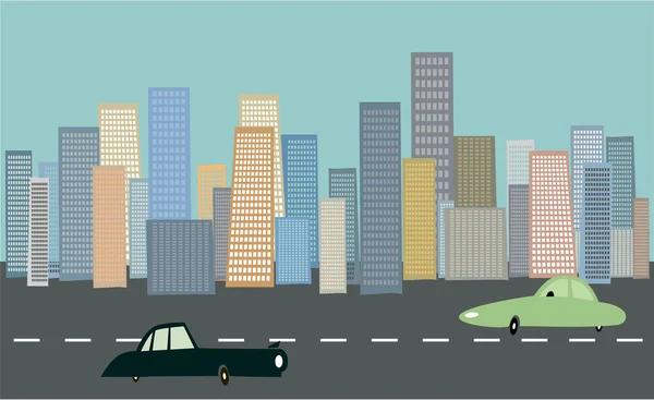 Fond de paysage urbain avec des voitures — Image vectorielle