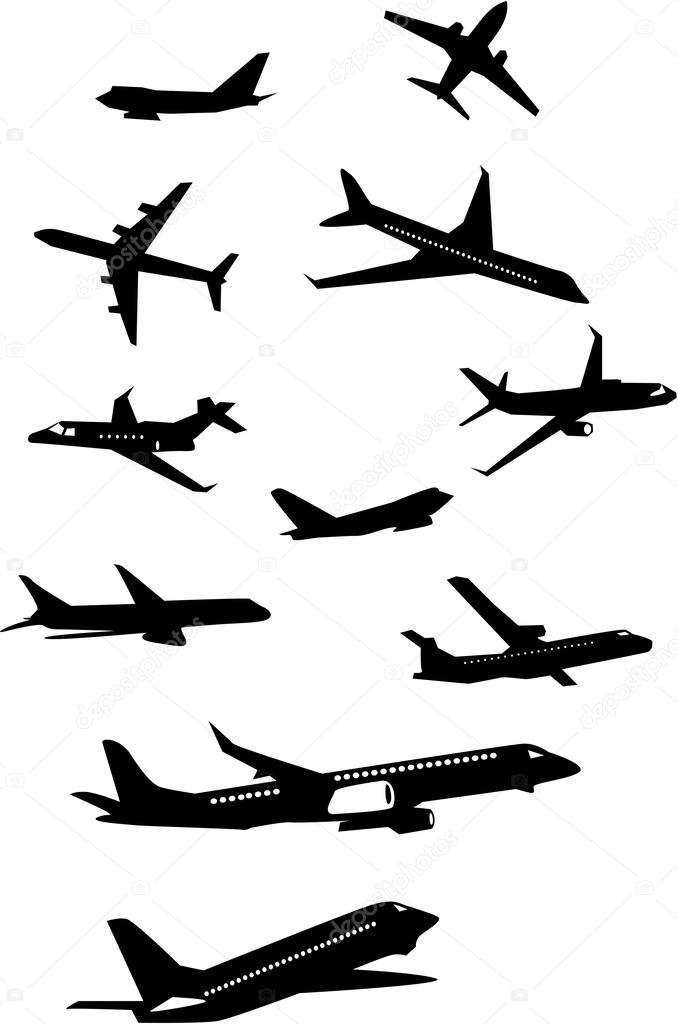 Collection of airplane silhouettes