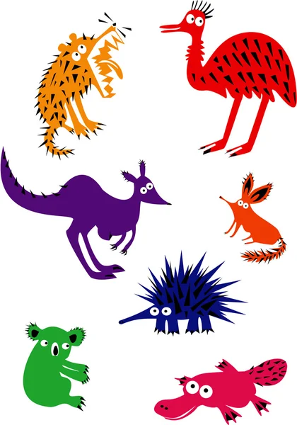 Set of Funny Australian Animals Vector Graphics