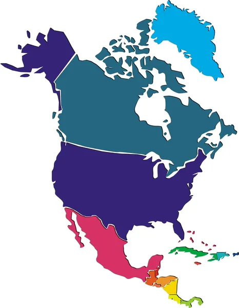 Mapa da América do Norte — Vetor de Stock
