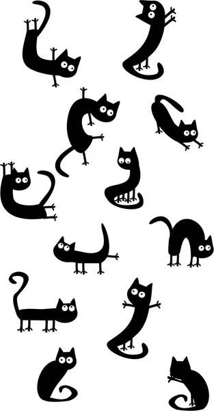 Vicces fekete macskák — Stock Vector
