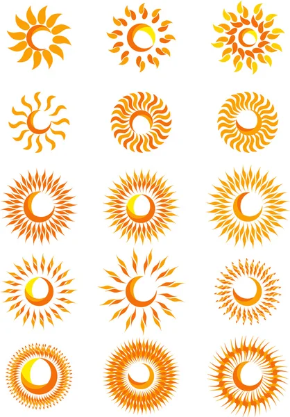 Iconos de sol — Vector de stock