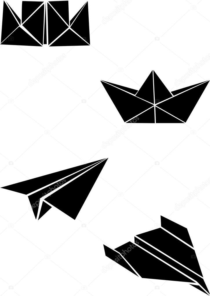Origami paper boats and planes