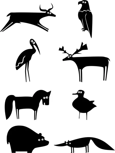 Silhouettes d'animaux drôles — Image vectorielle