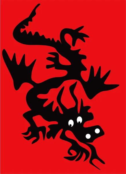 Silhueta de dragão no fundo vermelho —  Vetores de Stock