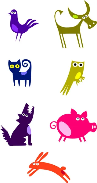 Set of Funny Animals — Stock Vector