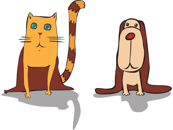 Chat et chien drôle — Image vectorielle