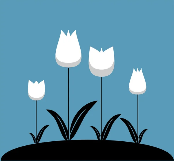Jardin avec tulipes — Image vectorielle