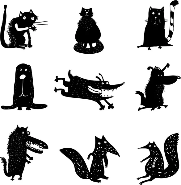 Ensemble d'animaux drôles — Image vectorielle