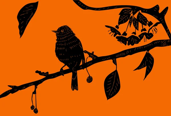 Uccelli e alberi — Vettoriale Stock
