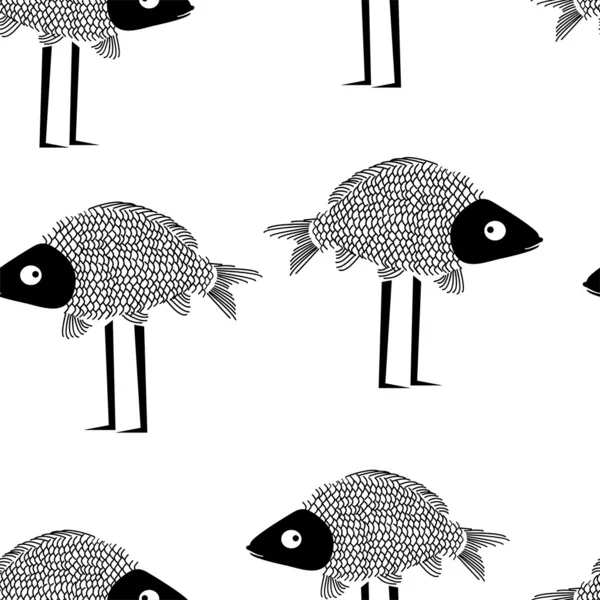 Modèle vectoriel sans couture drôle de poisson — Image vectorielle