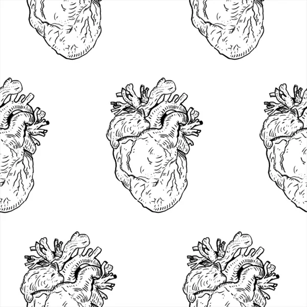 Lidské srdce bezešvé pattern — Stock fotografie