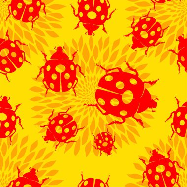 ladybirds ve çiçekler ile Seamless Modeli