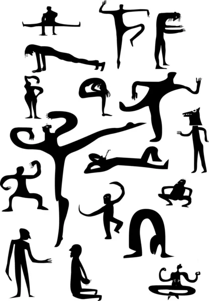 Rolig doodle uppsättning olika människor — Stock vektor