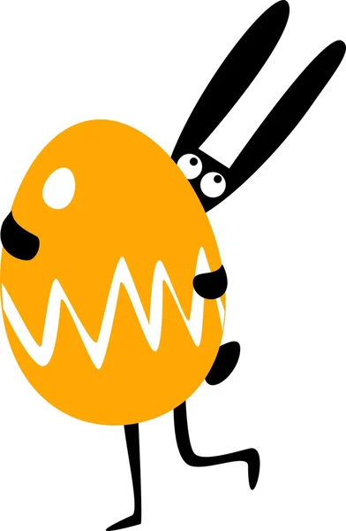 Lustiger Osterhase mit bemaltem großen Ei — Stockvektor