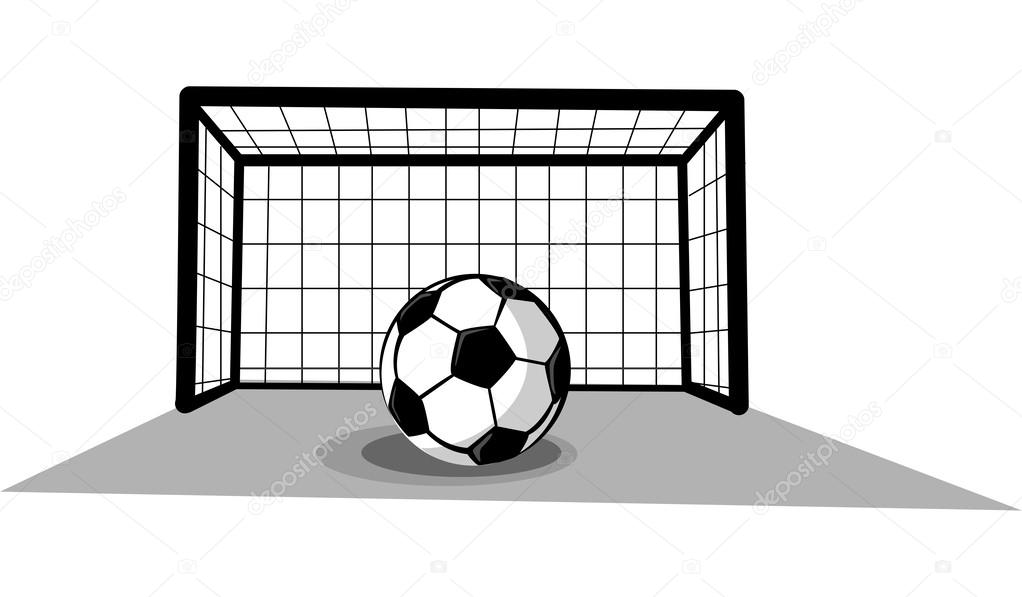 Soccer ball and gate isolated on the white