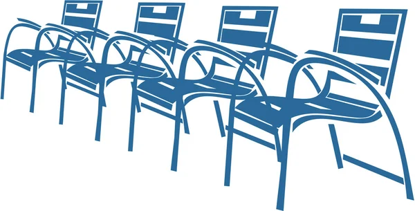 Ряд синих стульев — стоковый вектор