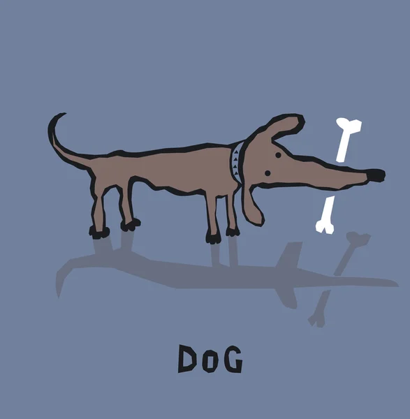 Divertido perro con hueso — Vector de stock