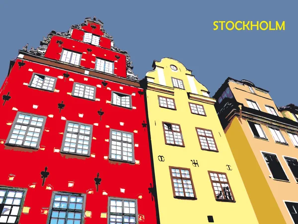 Stockholm 'ün eski bir kasabası, İsveç — Stok Vektör