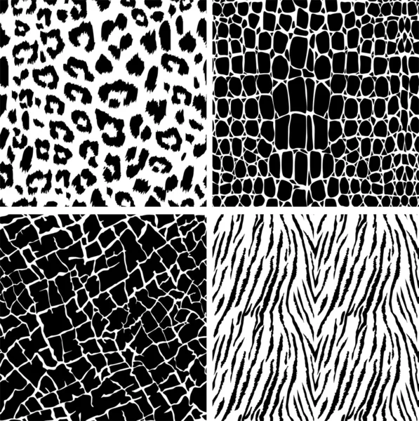 Set of animal skin seamless patterns — Stock Vector