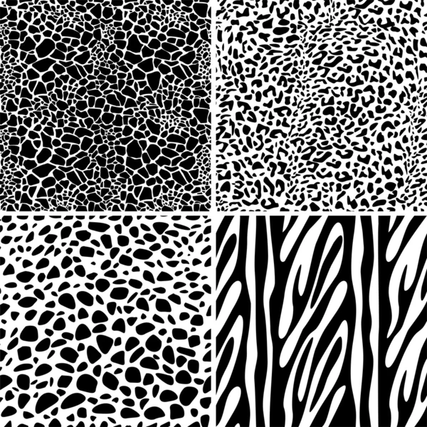 Animal Print Set Seamless Pattern — Stock Vector