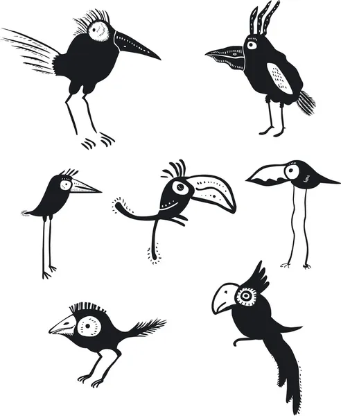 Funny birds vector set — Stock Vector