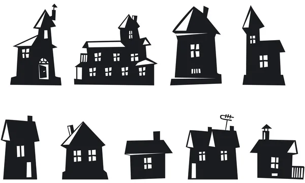 Reihe von Haussymbolen — Stockvektor