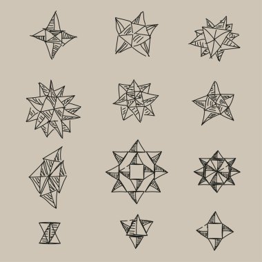 Elle çizilmiş geometrik şekiller kümesi