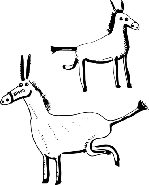 Hand Drawn Cartoon Illustration Donkey — Foto de Stock