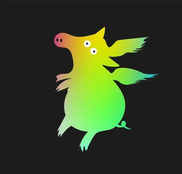 Cute Pig Wings Funny Cartoon Character — Photo