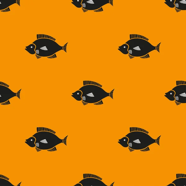 Naadloze Patroon Met Zwarte Vissen — Stockfoto
